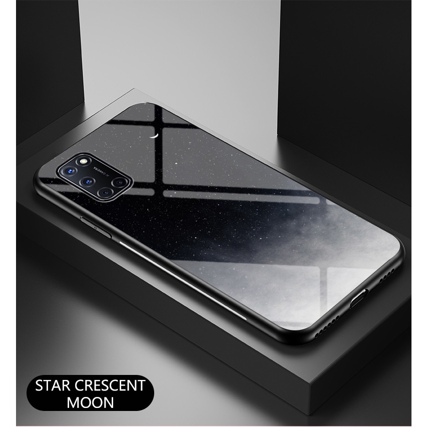 Casing Bahan Silikon Dan Tempered Glass Motif Starry Sky Untuk Oppo A52 A92 A12 A53 Find X2 Pro