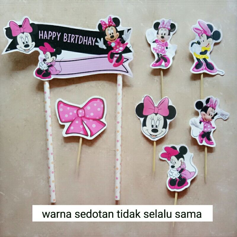 cake topper satu set hiasan kue ulang tahun karakter Minnie mouse mini mouse