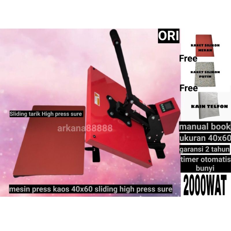mesin press kaos 40x60 sliding tarik High press sure 2000WAT