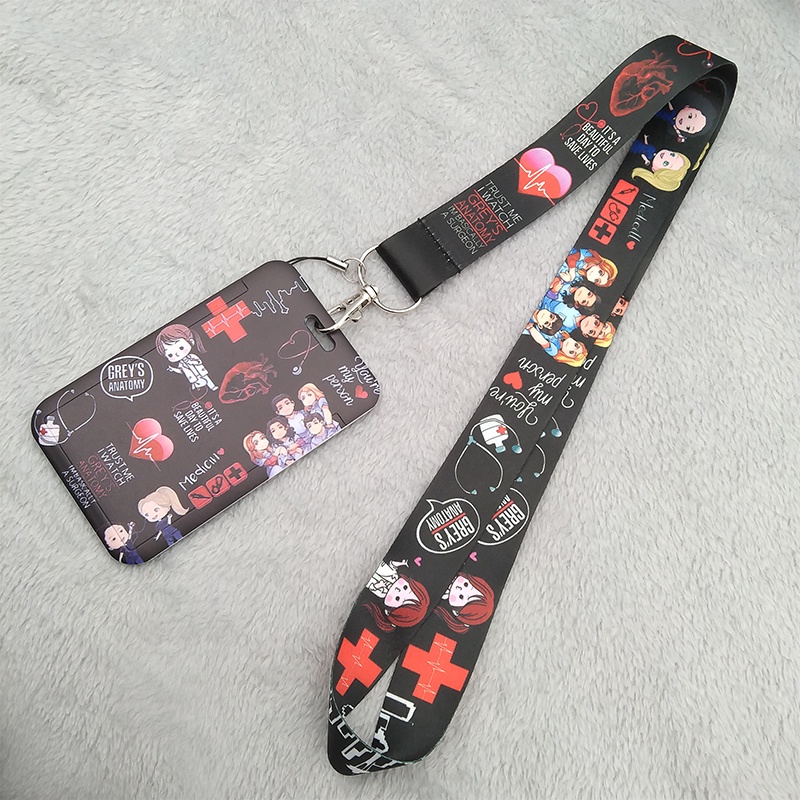 Grey 'S Anatomy Leher Lanyard dengan Lencana ID Case Pelindung Selempang Ponsel untuk Gantungan Kunci Selempang Kartu ID Anti Hilang pemegang Aksesoris