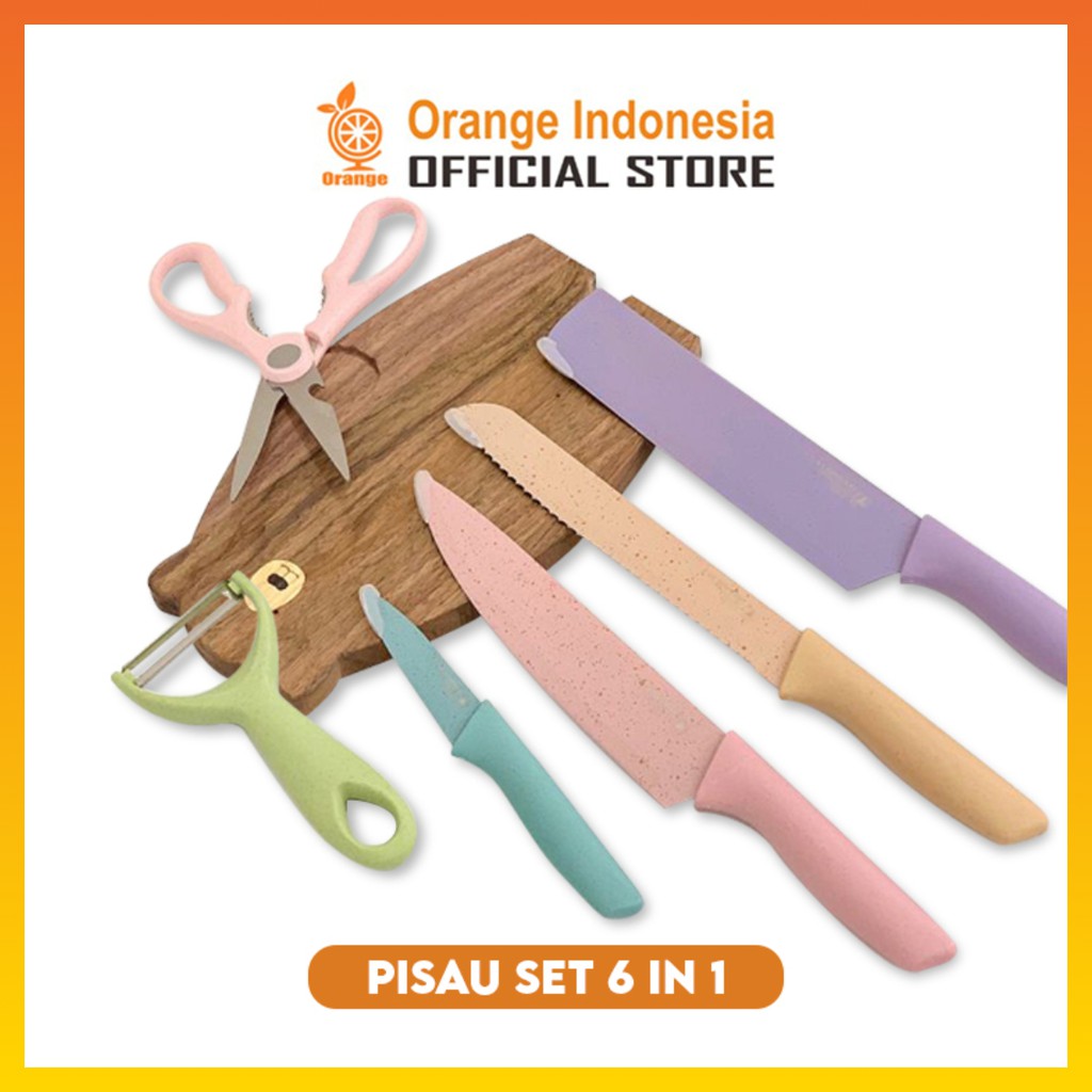 Pisau Set Dapur Anti Lengket knife Pisau Tajam Isi 6pcs Pisau Buah Pisau Dapur Pisau serbaguna WHFURNITURE