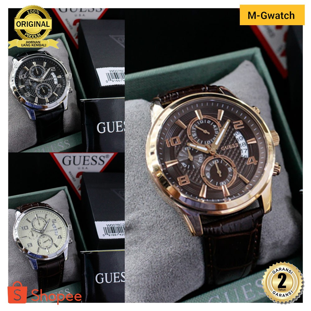 [gu3ss W0076G1 W0076G2 W00764] JAM TANGAN PRIA WANITA | RANTAI | KULIT | KARET | MURAH | PRIA LEATHE