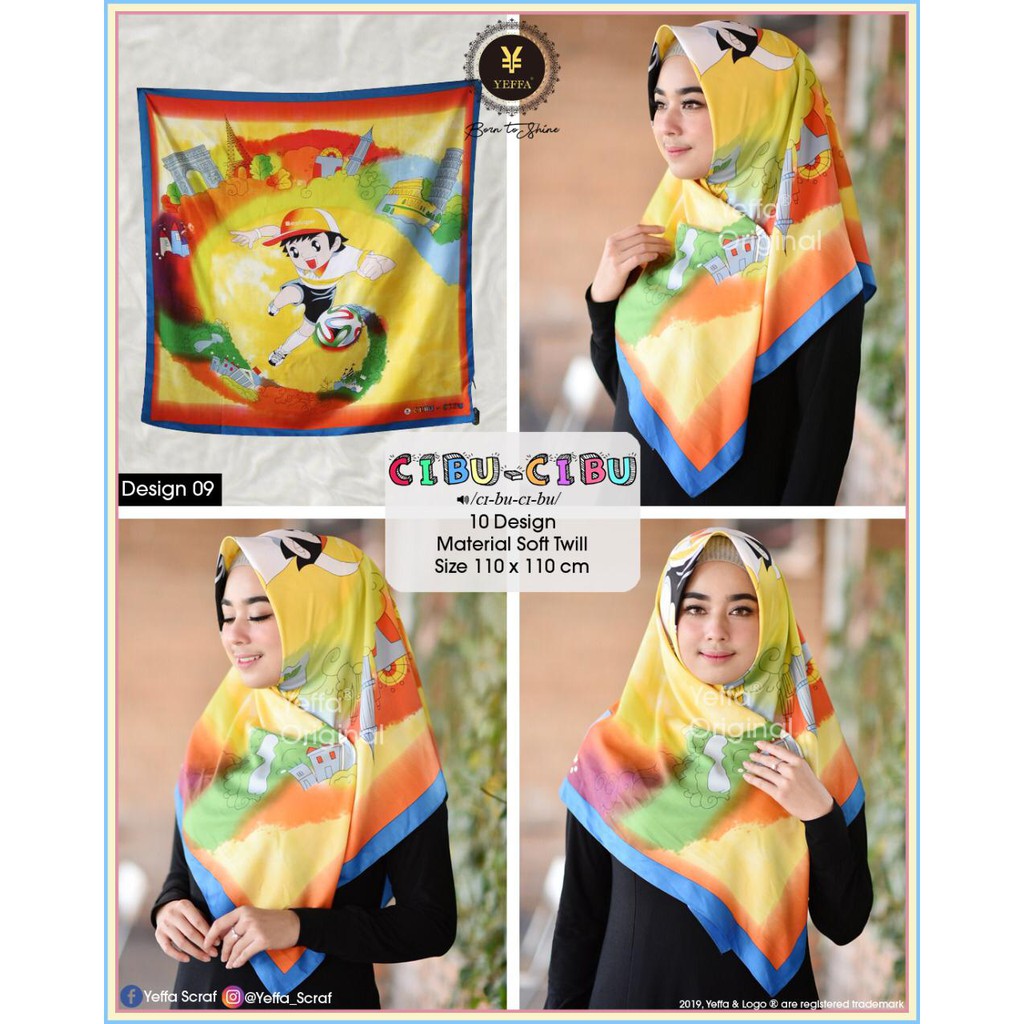 Hijab Kerudung Jilbab Segiempat Motif Cibu-Cibbu By Yeffa
