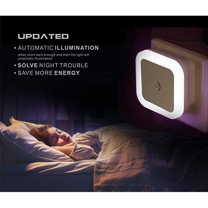 Lampu Tidur Night / Sleep Mini Lamp Dekorasi Hias KOTAK LED Otomatis Sensor Cahaya Mini LED / Sensor LED Night Lamp Light / Dekorasi Ruangan Sensor Cahaya NIGHT LIGHT Surya Lampu Tidur Malam