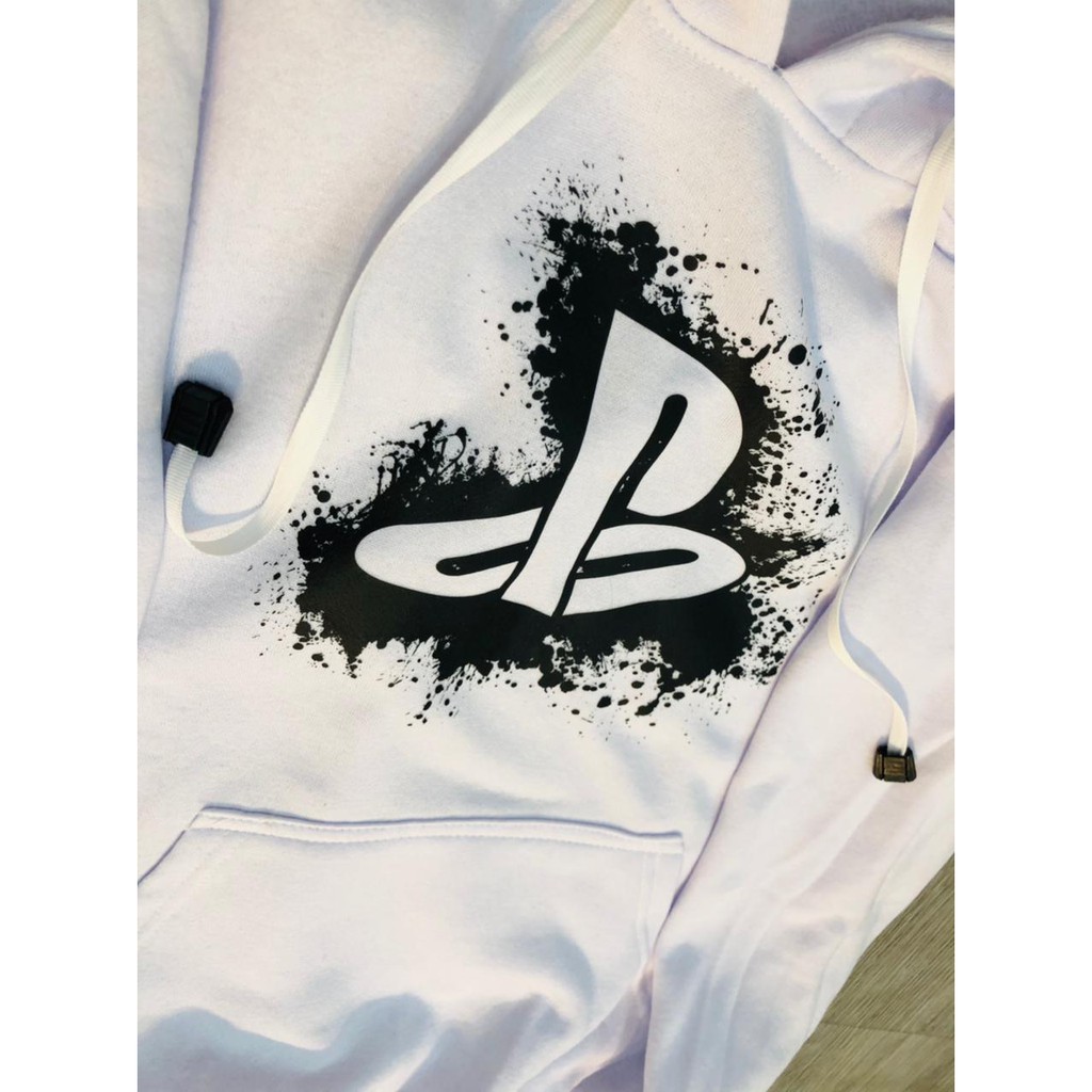 Hoodie Gamer Playstation Splash WHITE Cotton Fleece Premium Quality