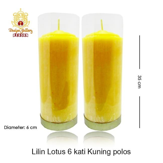 Lilin/Candle Puja Sembahyang Lotus 6 Kati Kuning Polos