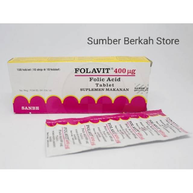 FOLAVIT 400 mcg STRIPS ISI 10 TABLET ASAM FOLAT PROMIL dan HAMIL 1000 Mcg Vitamin Suplemen Kehamilan Bumil Busui