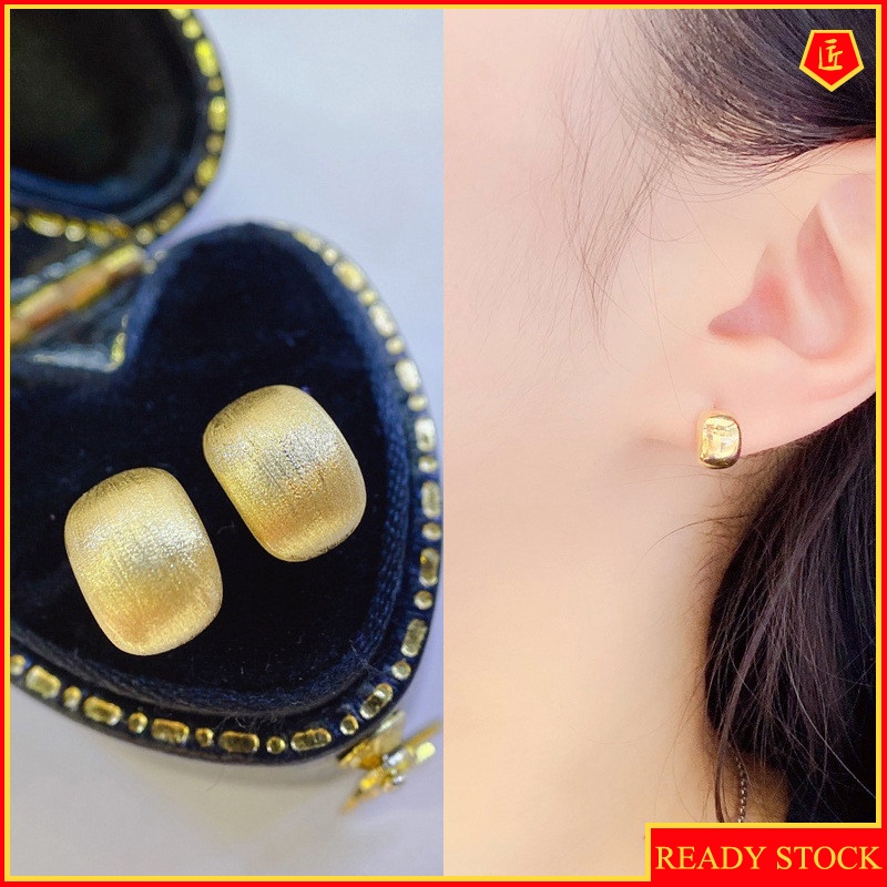 [Ready Stock]New Simple Elegant 18K Gold Smooth Earrings