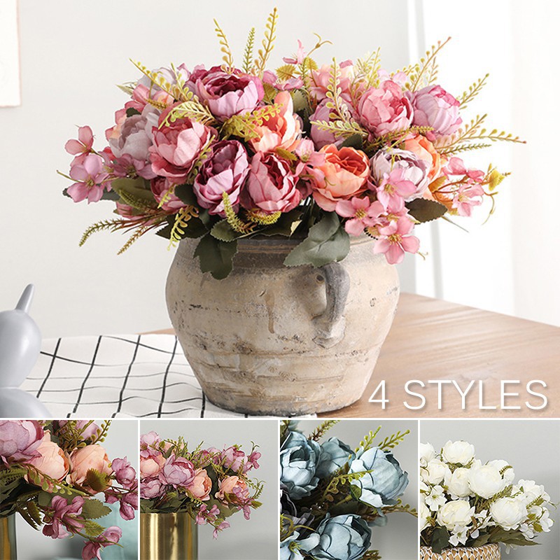 5 Head Artificial Fake Silk Flower Bridal Hydrangea Bouquet Wedding Home Decors 