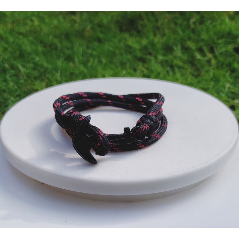 Gelang Jangkar Distro Hitam Polos Hitam Motif Untuk Pria &amp; Wanita