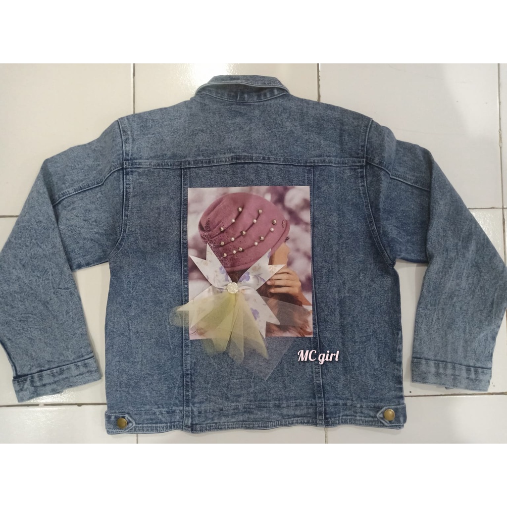 MC girl - Jaket Jeans Snow Blue Gambar Wanita / Jacket Denim Snowblue Gambar Pita 3D Cewek