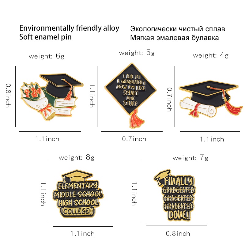 Bros Pin Enamel 5 Gaya Desain Topi Wisuda Untuk Koleksi Tas Ransel