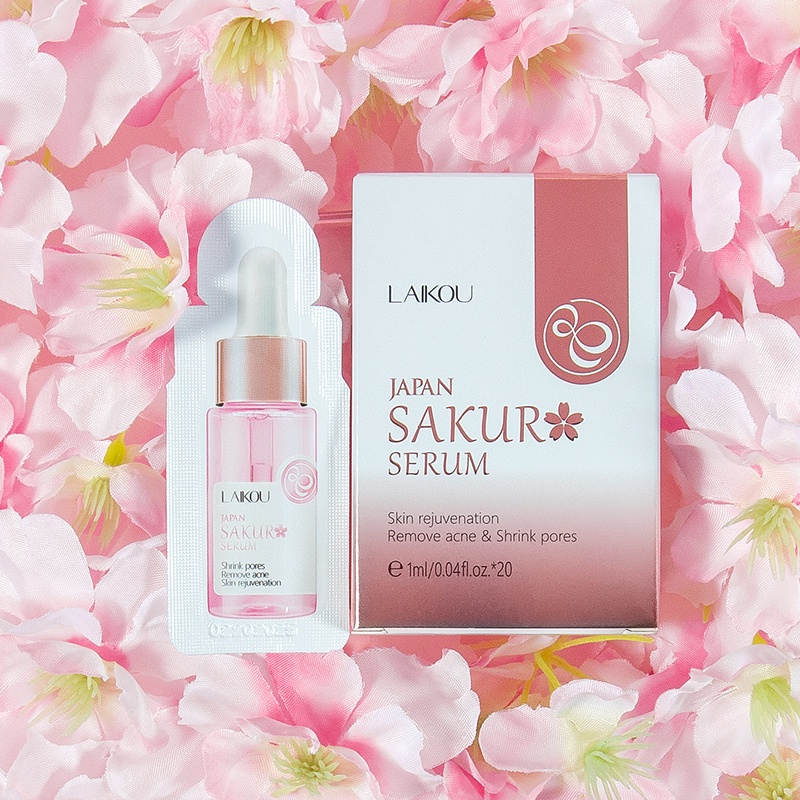 LAIKOU Sakura Sachet Serum Mencerahkan Mengencangkan Pori-pori Essence Memudarkan Noda 20pcs