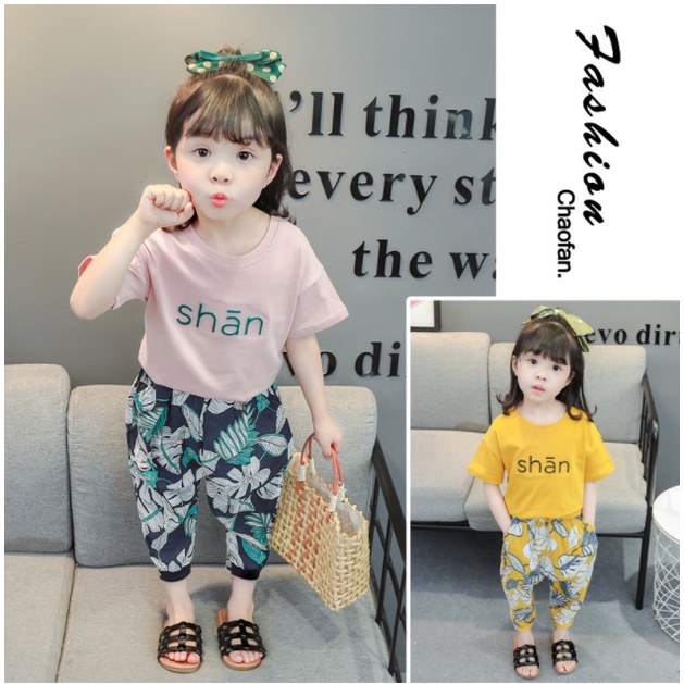 setelan anak Kaos SHAN + CELANA FLORAL IMPORT