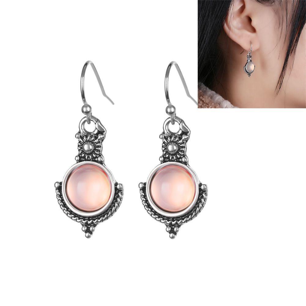 Preva Moonstone Anting Fashion Anniversary925 Lapis Perak Anting Kait Eardrop