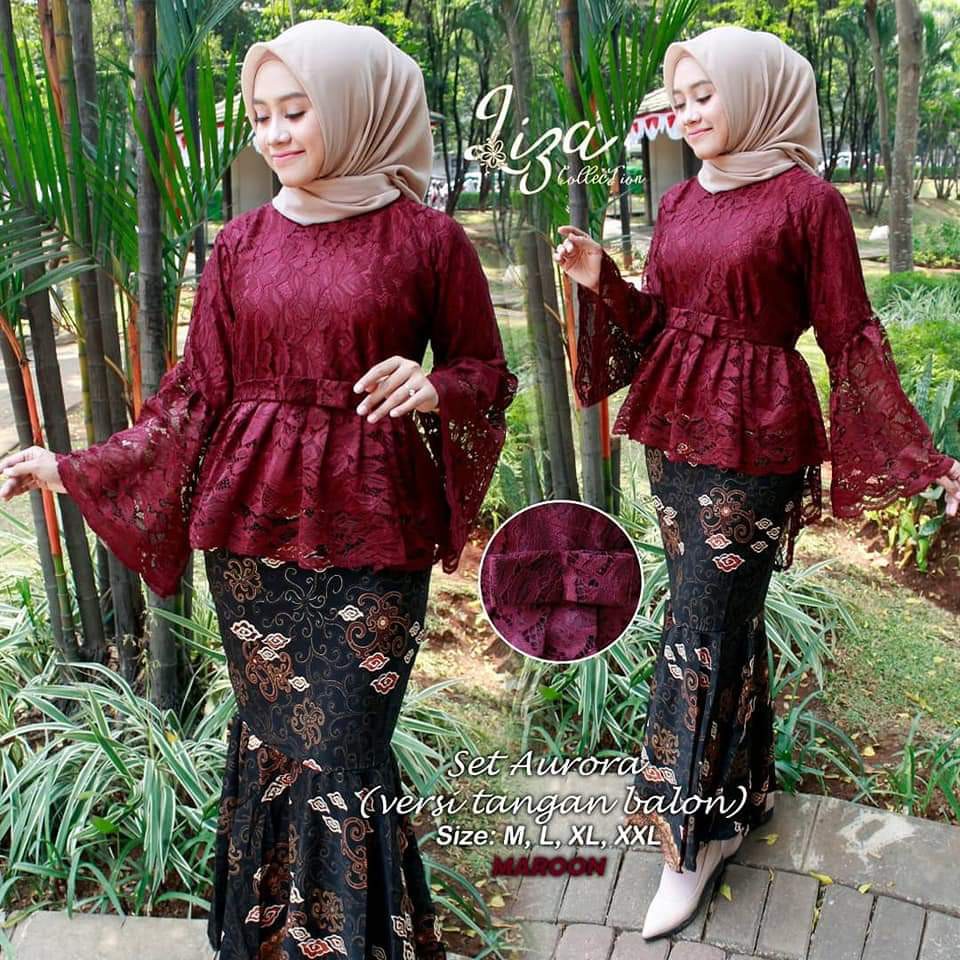 LIZ&gt; TERBARU LOH /ADELIA SHOP - kebaya aurora tangan balon - kebaya pinguin terbaru - brukat aurora