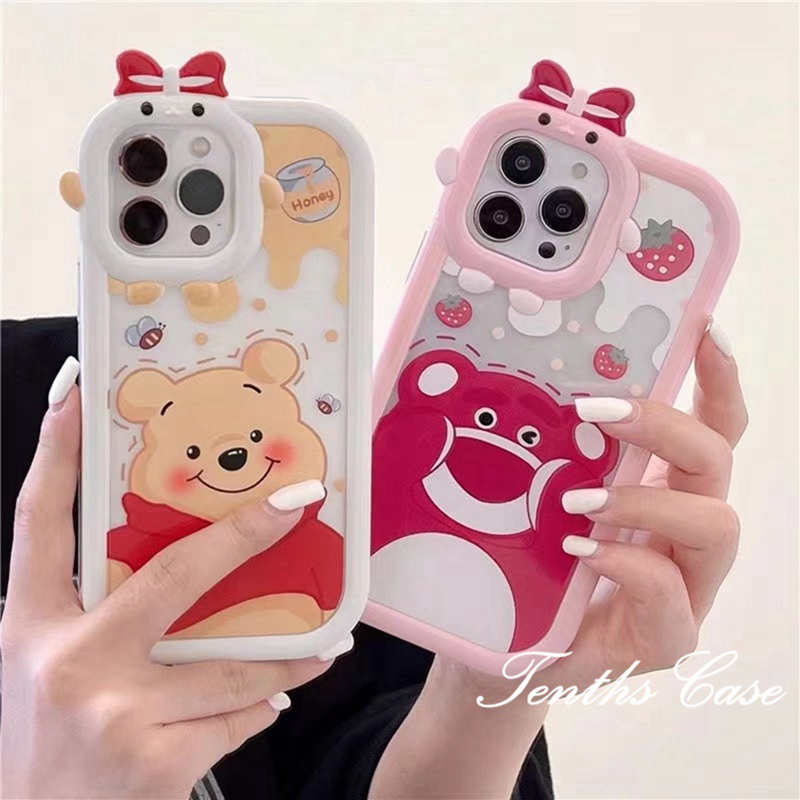 Oppo A78 A17 A17k A57 A77s A76 A96 A16 A16s A15 A15s A74 A54 A95 A94 A92 A52 A72 A5s A12 A3s A12e A53 A5 A9 2020 Reno 7Z6Z 5Z 6 5Strawberry Bear Casing Pelindung Lembut