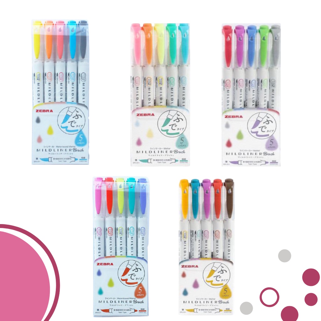 

ATK9 Asaba Bandung - Mildr Zebra Brush ( Set-5 ) Hhlhter Double Sided - Brush / Extra Fine
