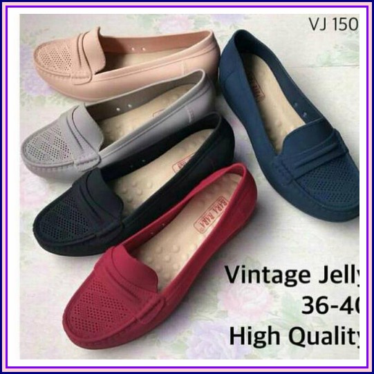 Flats & Ballerina 1888 Sepatu Jelly Wanita Flat Glitter Transparan Sepatu Karet Jelly Vintage Bara B