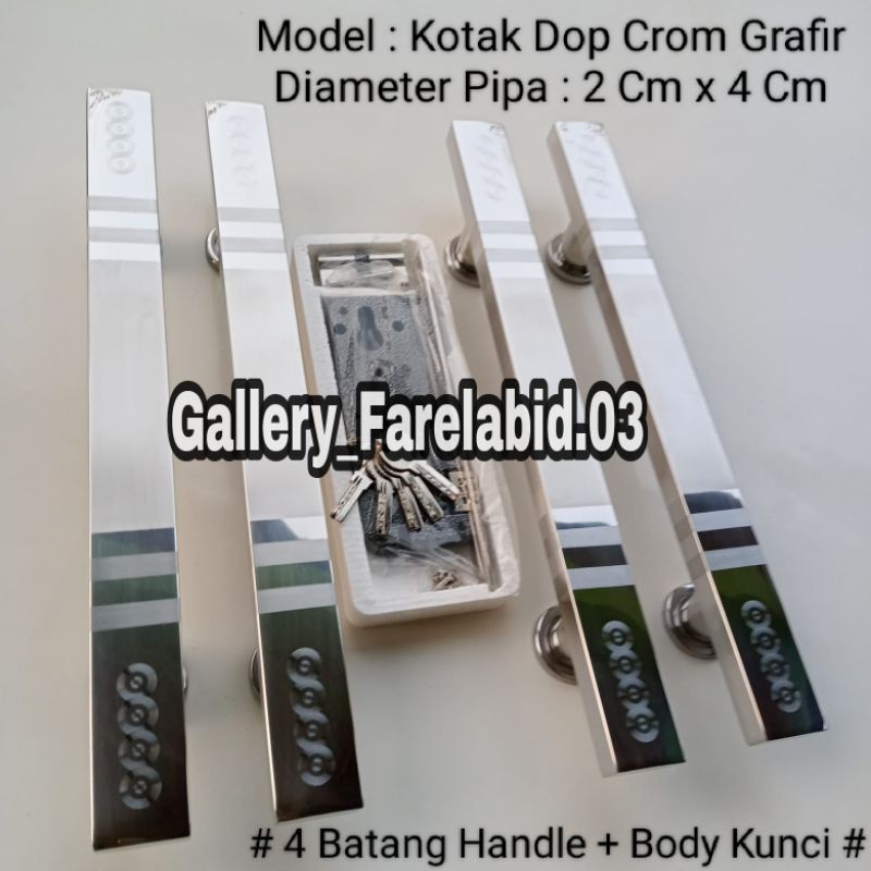 Handle Pintu Rumah Stainless Steel Kotak Grafir 80 Cm Full Set Body Kunci Gagang Pintu Rumah Modern 60 Cm Set Bodi Kunci Pegangan Pintu Kupu Tarung Besar 45 Cm Tarikan Pintu Rumah Utama Minimalis