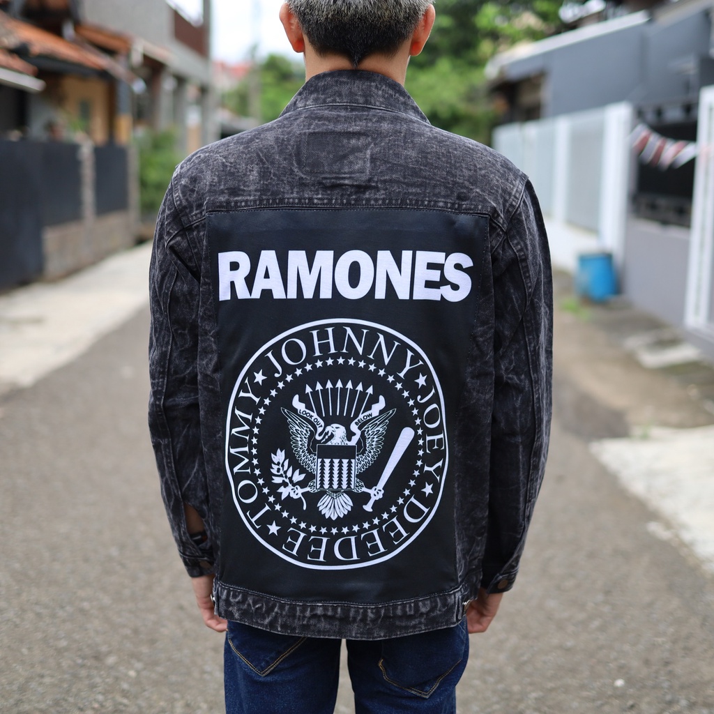 Jaket Jeans Pria Gambar Band / Jaket Denim Cowo Printing Sablon Band