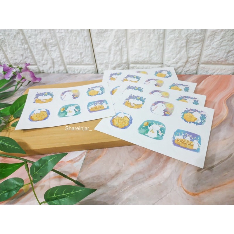 

Perlembar Sticker Mooncake Stiker Hiasan Box Hampers Kue Bulan #C
