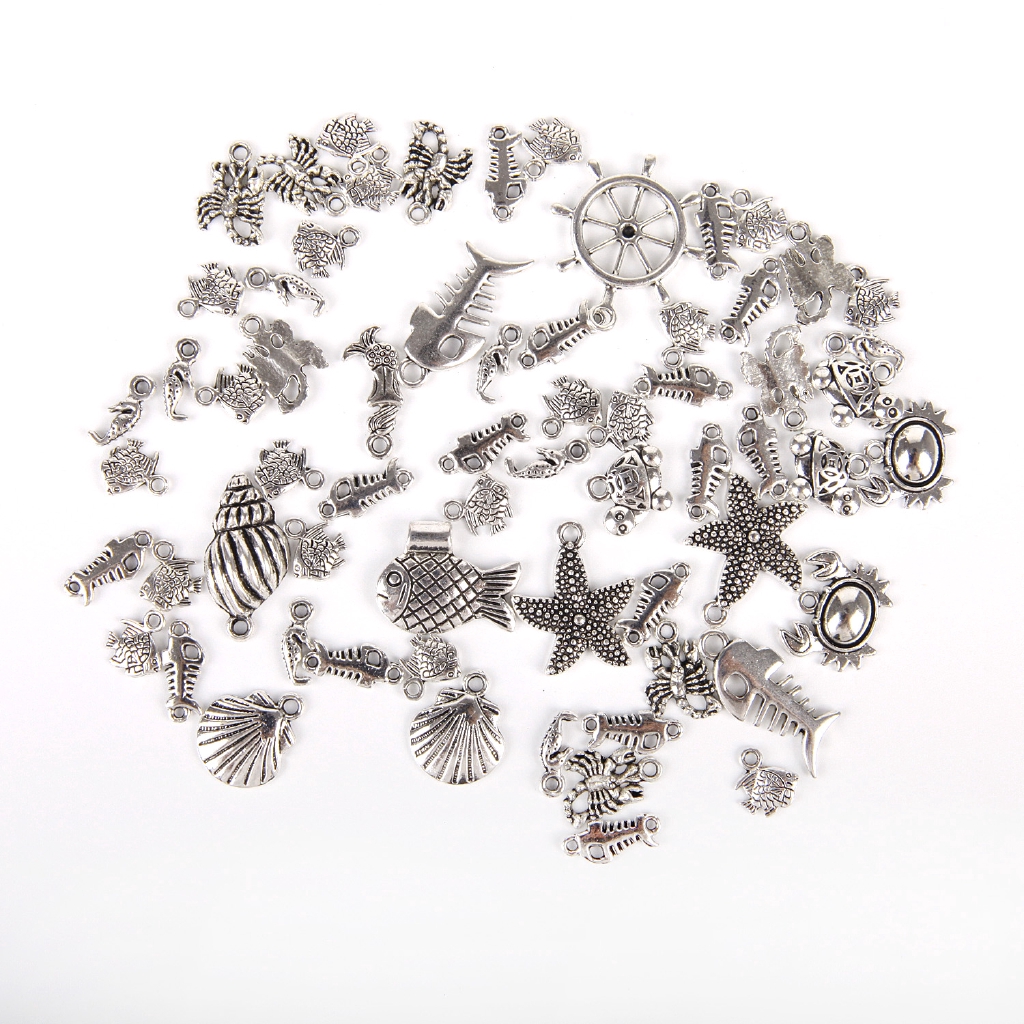 [50Pcs Mixed Styles][Tibetan Silver Metal Charms Pendants][Suitable for Necklace,Bracelets,Earrings,Jewelry DIY Making]