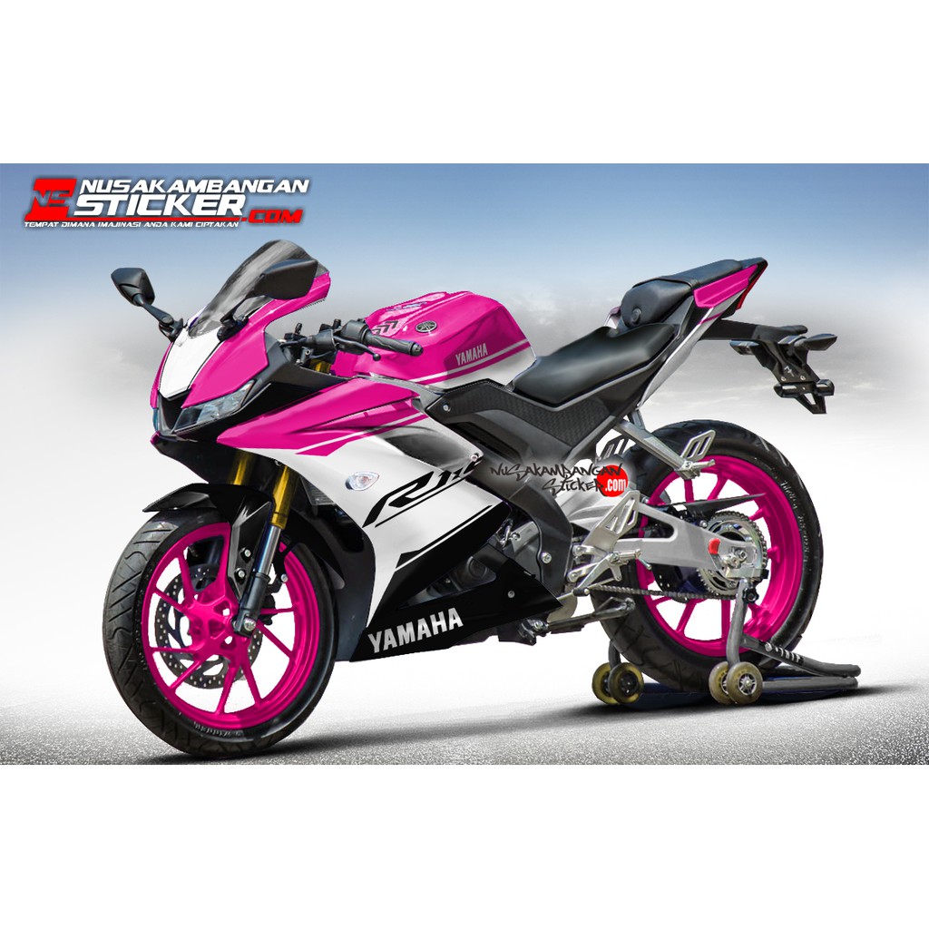 Decal Stiker R15 V3 VVA 155 - Monster putih pink Sticker Full Body