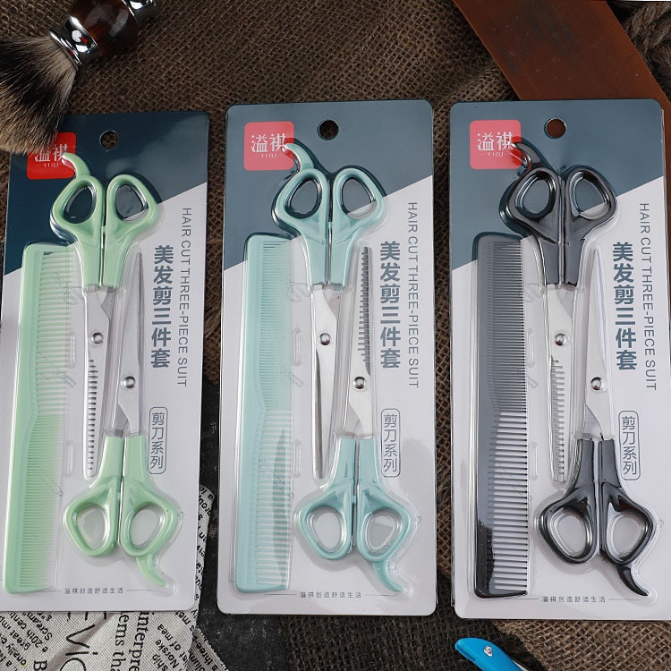 Gunting Cukur Sisir Rambut Set 3 //  Set Impor Stainless Tajam.-3