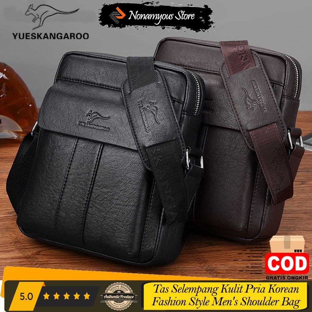 [ORIGINAL] Yueskangaroo Tas Selempang Kulit Import Pria Korean Fashion Style Men's Shoulder Bag