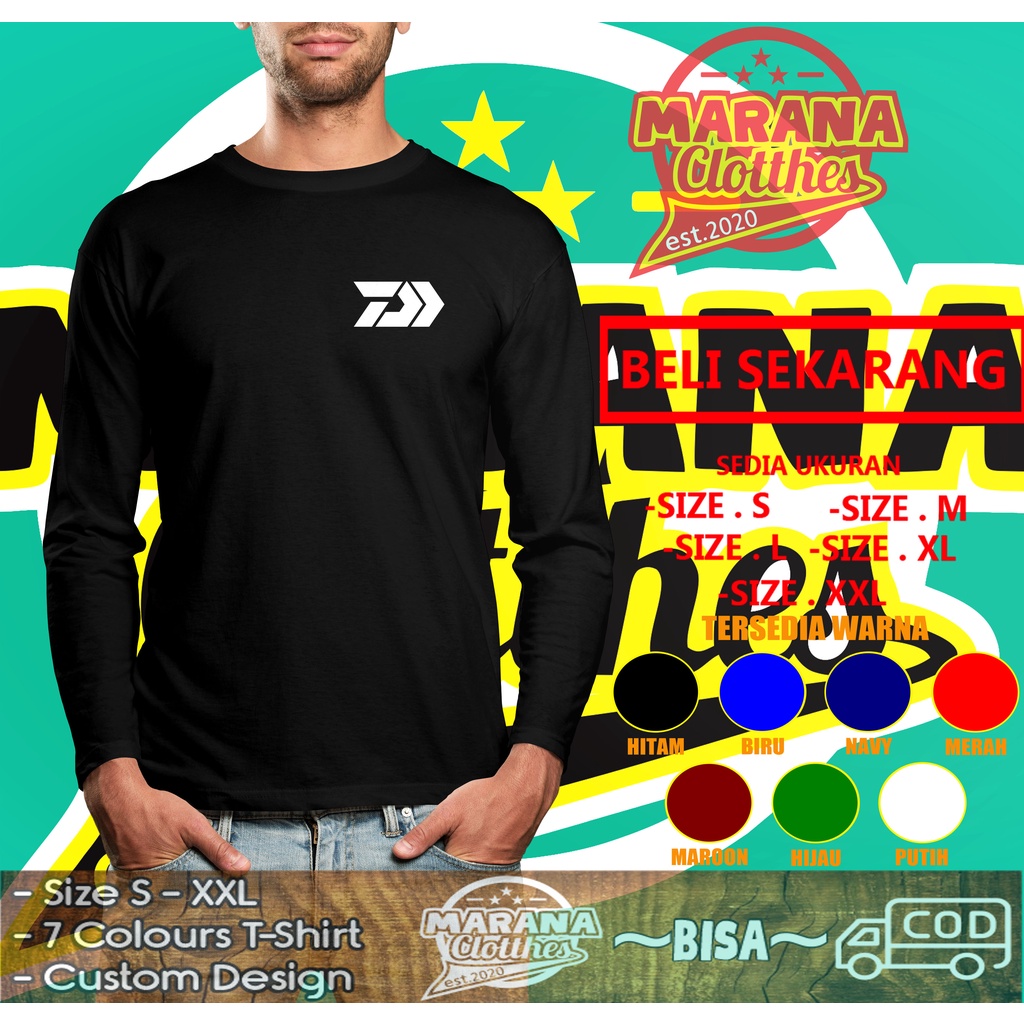 Kaos Baju Mancing Daiwa Logo Simple V2 Lengan Panjang Kaos Sport