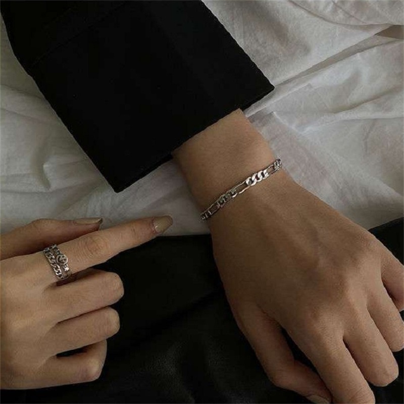 Gelang Rantai Adjustable Warna Silver Gaya Klasik Korea