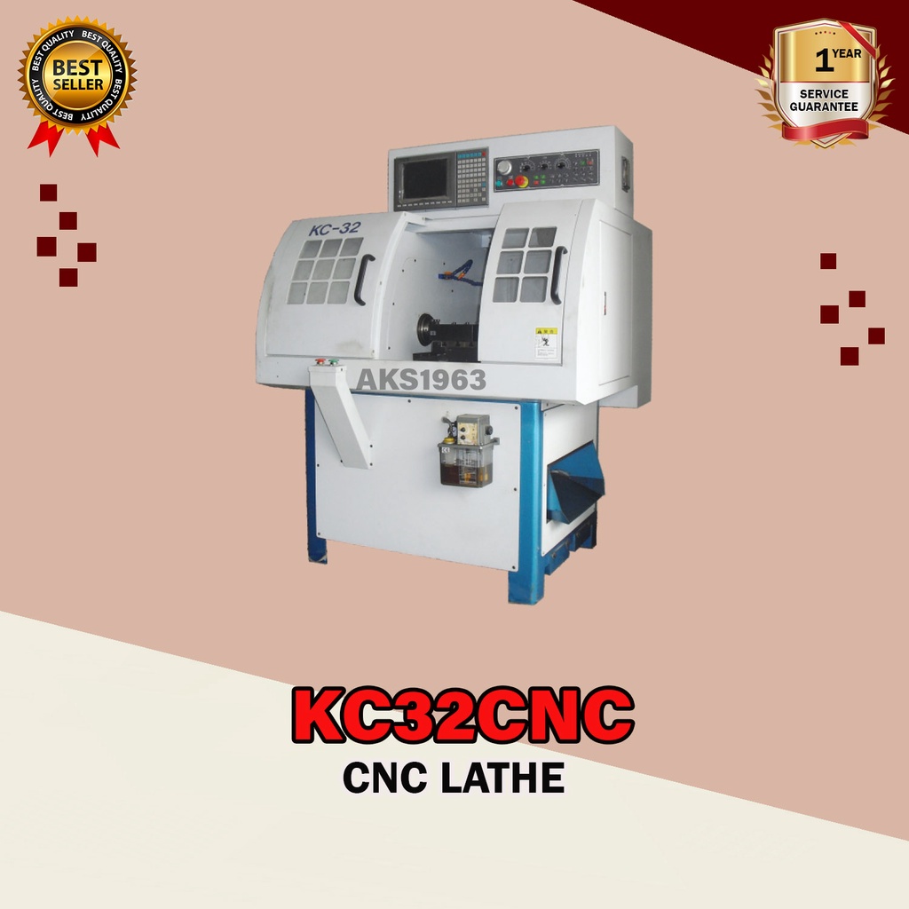 Mesin Bubut CNC Plat Besi 3Hp CNC Lathe Machine KC32CNC