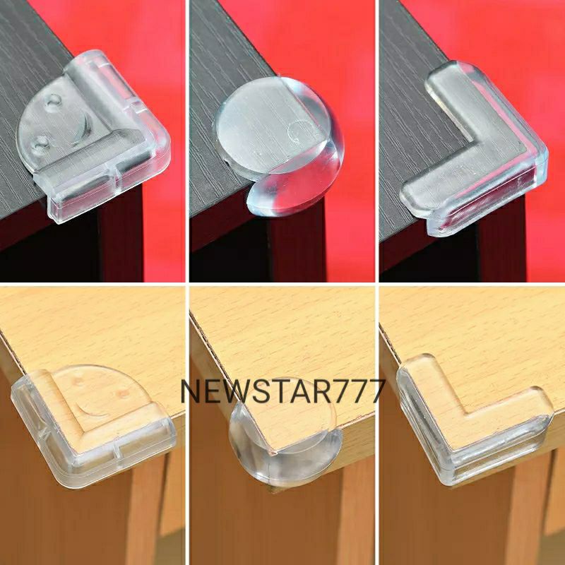 Pelindung Sudut Meja Oval Transparan / Pengaman Siku Silicone Bening Karet 3M Ujung Kaca Kayu Lem
