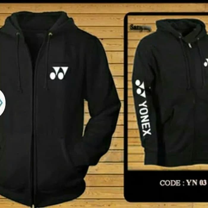 JAKET ZIPPER HOODIE OUTDOOR SPORT BADMINTON [YONEX] - Hitam- L