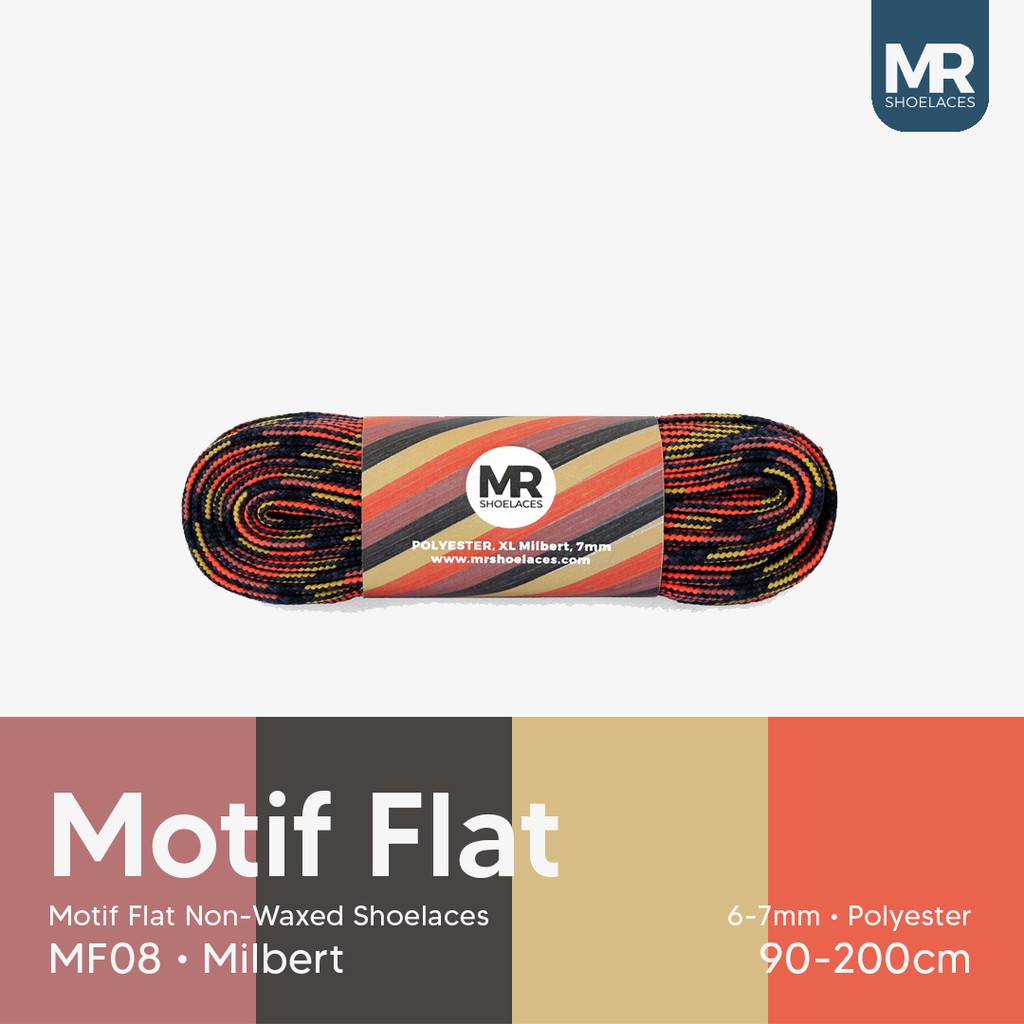 MR Shoelaces MF08 Milbert Tali Sepatu Motif Flat Gepeng 100-200cm - Premium Shoelace Lebar 6-7mm