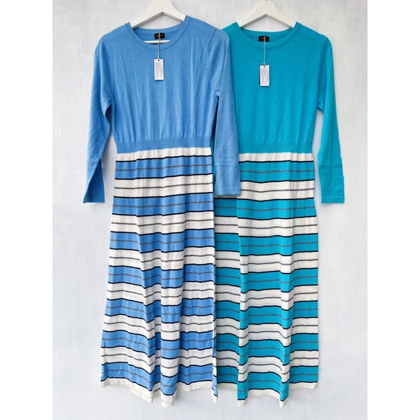 Ameli* striped blue n toska knit maxi dres