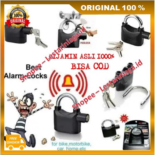 [BISA COD] Gembok Alarm Anti Maling Gembok Alarm Padlock 100% ASLI