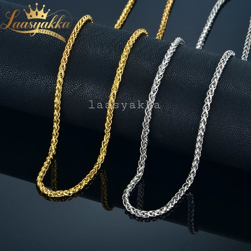 Kalung Titanium Pria Wanita emas gold silver perak putih rantai kelabang Rante cowok cewek keren asl