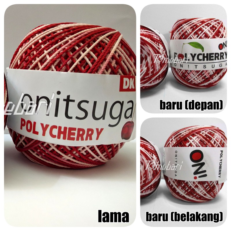 BENANG RAJUT POLYCHERRY SEMBUR OMBRE MERAH PUTIH 5102
