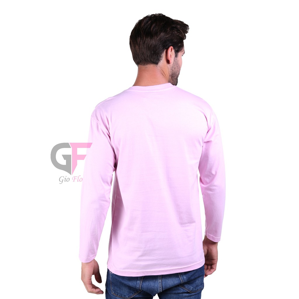 GIOFLO Tshirt Oblong Kaos Terbaru Pria Keren Lengan Panjang Pink Baby / PLS 184