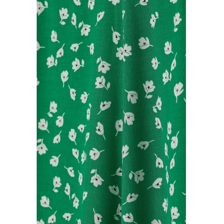 H&M High Waisted Rok Wanita Green Flower Korean Midi Skirt Original-6