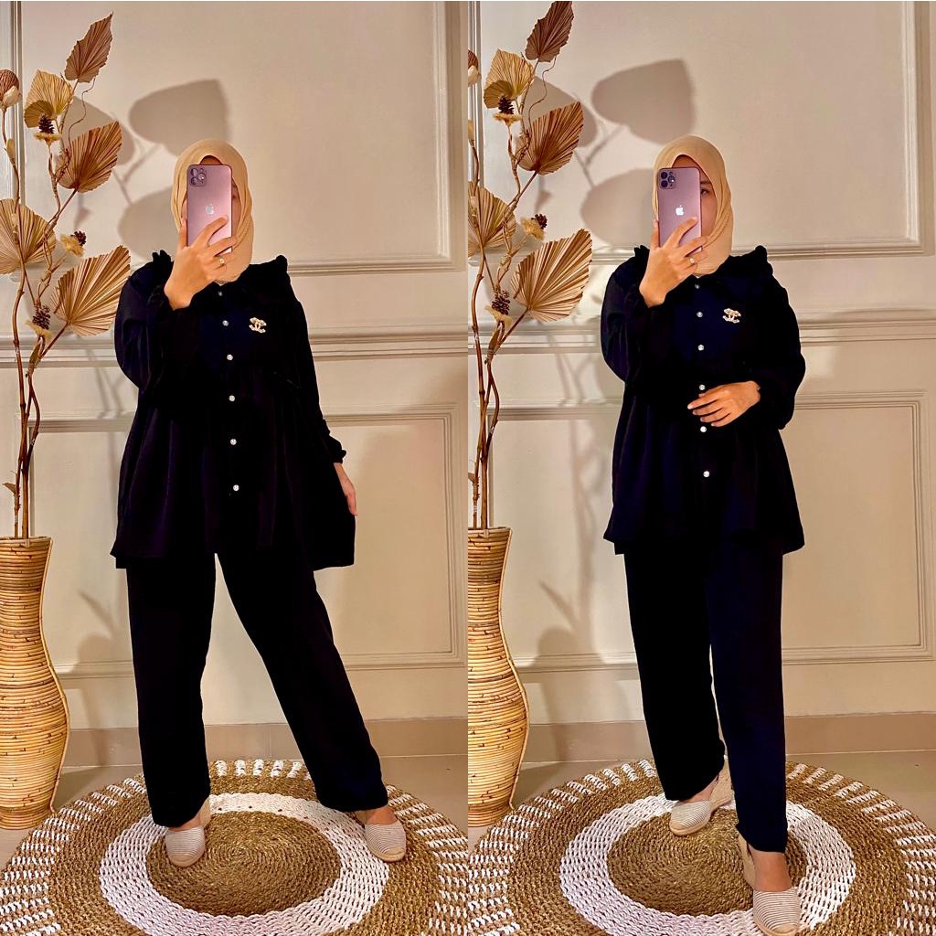 one set wanita / baju setelan kekinian/ setelan wanita crinkle  /One set rayon crinkle ld120 / setelan rayon Jumbo / Setelan Wanita / One set Jumbo / setelan wanita kekinian