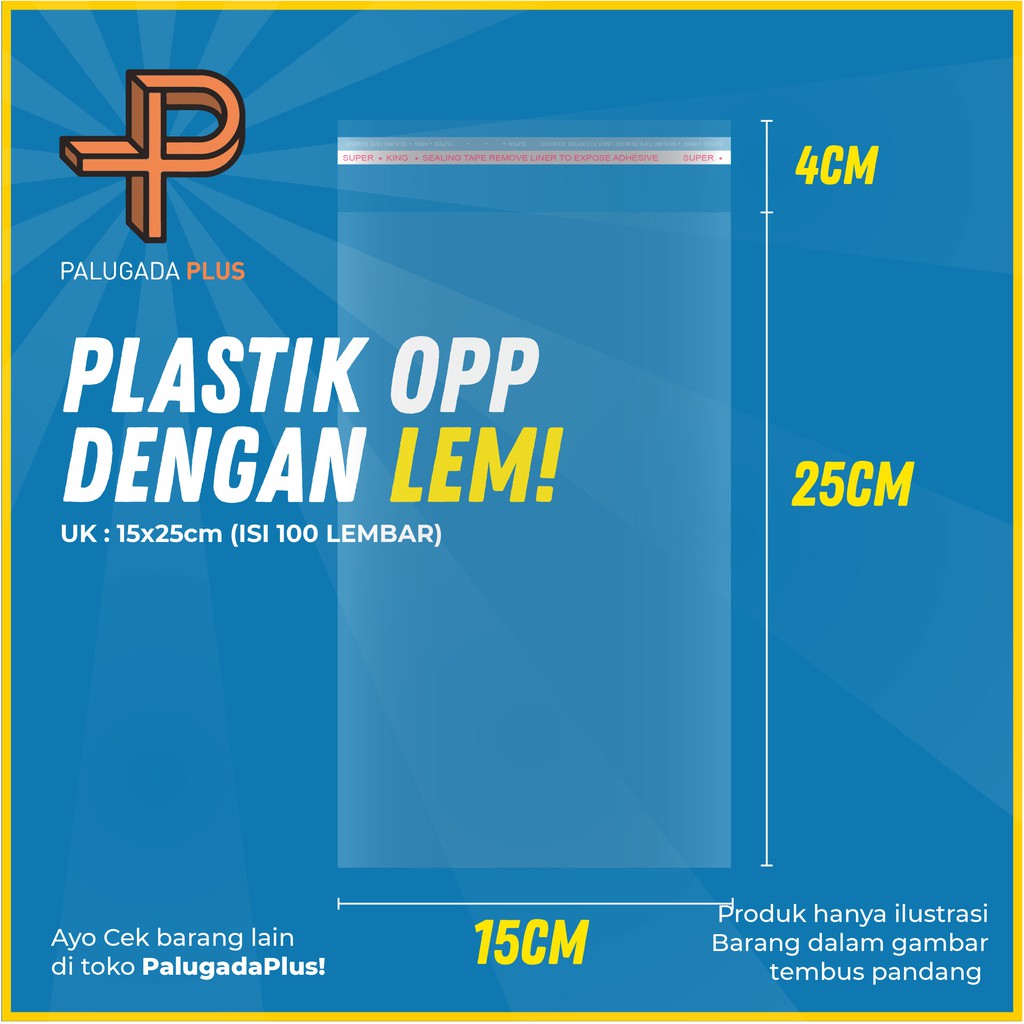 

PLASTIK OPP LEM UK 15x25cm +4cm (LEM) 1pack isi 100