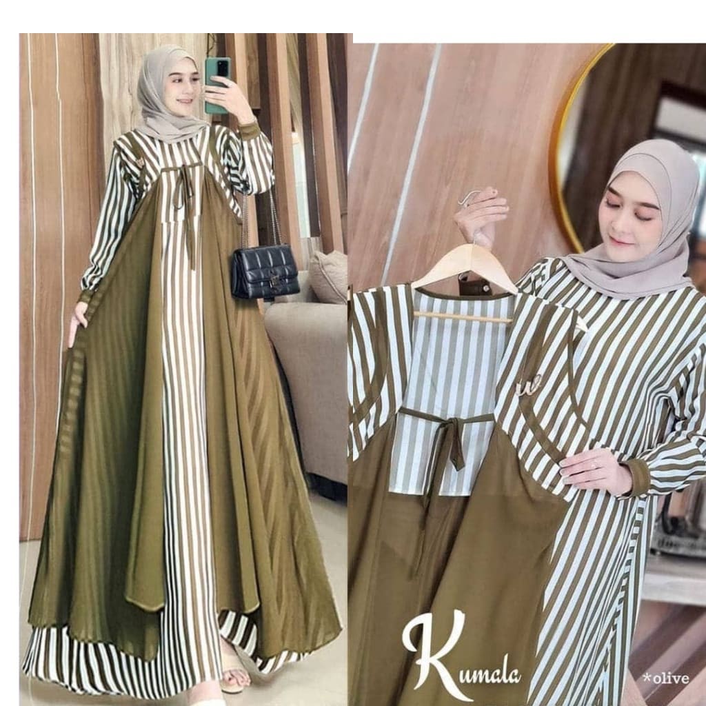 Kumala Set ( Gamis + Outer ) Bahan Ceruti Babydoll / BAJU DEWASA MURAH TERBARU 2021 / Gamis Kondanga