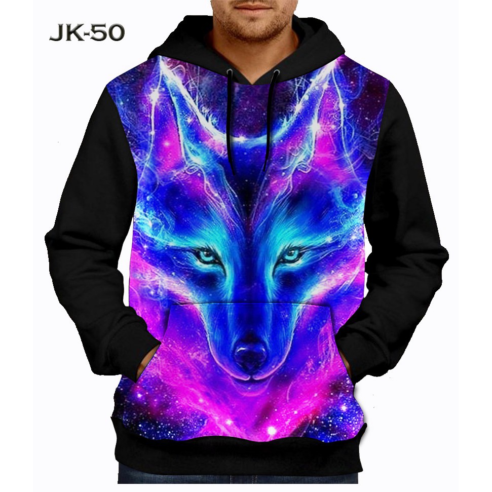 Jaket Wolf Dark Light Jaket Sweater Anak Printing 3D Jaket Hoodie Wolf Srigala Series Dewasa #JK-50
