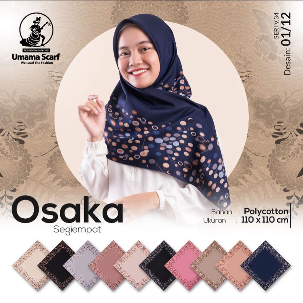 hijab kerudung segi empat umama osaka voal segi empat motif murah