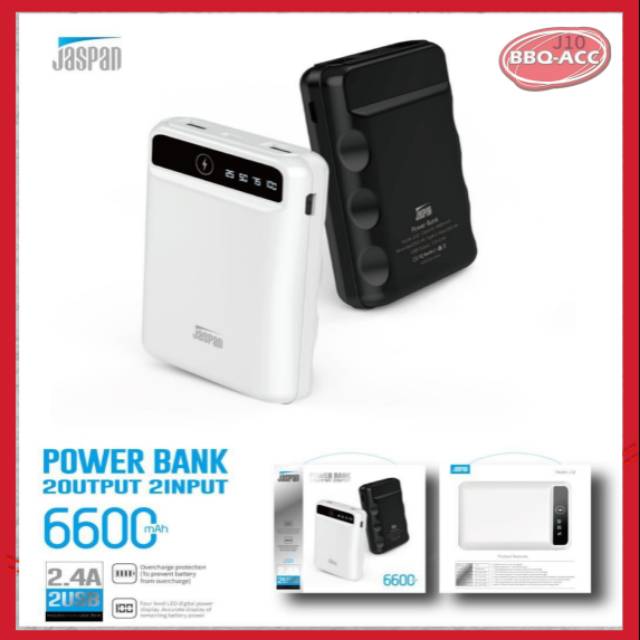 Good Power Bank Original Jaspan Powerbank 6600mAh Real Capasity Bisa Cas Kabel Micro USB Dan Type C
