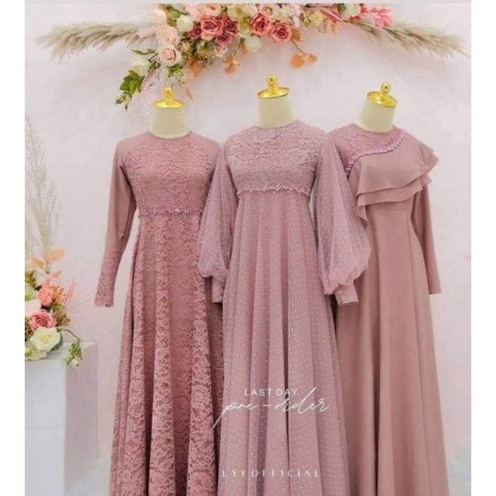 Gamis brukat tile dot terbaru