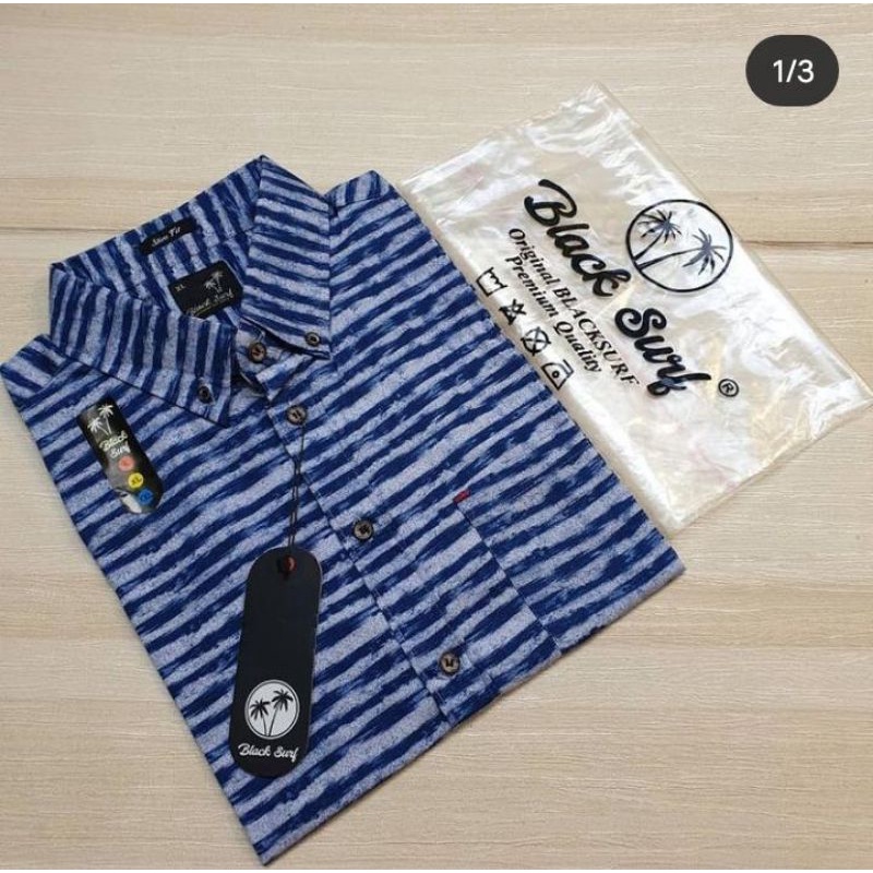 kemeja pria motif lengan pendek|kemeja  black surf premium